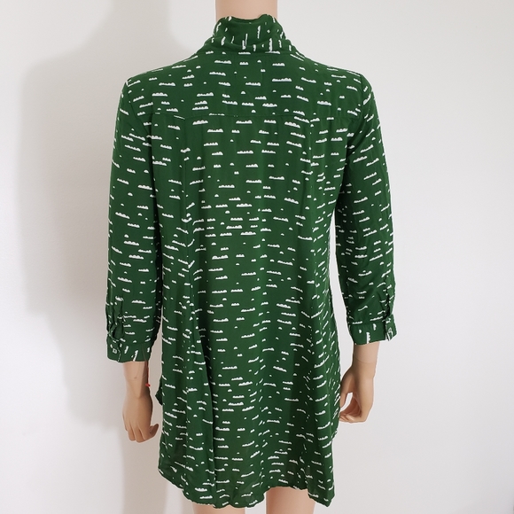 Maeve Green Tie Front top Blouse S kelly green 3/4 sleeves anthropologie hi lo - Picture 4 of 6